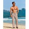 imageCOOFANDY Mens Casual Linen Pants Loose Fit Elastic Waist Drawstring Lightweight Pant Summer Beach TrousersKhaki