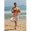 imageCOOFANDY Mens Casual Linen Pants Loose Fit Elastic Waist Drawstring Lightweight Pant Summer Beach TrousersKhaki