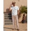 imageCOOFANDY Mens Casual Linen Pants Loose Fit Elastic Waist Drawstring Lightweight Pant Summer Beach TrousersKhaki