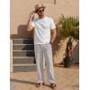 imageCOOFANDY Mens Casual Linen Pants Loose Fit Elastic Waist Drawstring Lightweight Pant Summer Beach TrousersLight Grey