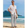 imageCOOFANDY Mens Casual Linen Pants Loose Fit Elastic Waist Drawstring Lightweight Pant Summer Beach TrousersLight Grey