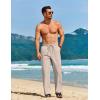 imageCOOFANDY Mens Casual Linen Pants Loose Fit Elastic Waist Drawstring Lightweight Pant Summer Beach TrousersLight Khaki