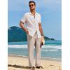imageCOOFANDY Mens Casual Linen Pants Loose Fit Elastic Waist Drawstring Lightweight Pant Summer Beach TrousersLight Khaki