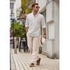 imageCOOFANDY Mens Casual Linen Pants Loose Fit Elastic Waist Drawstring Lightweight Pant Summer Beach TrousersLight Khaki