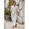 imageCOOFANDY Mens Casual Linen Pants Loose Fit Elastic Waist Drawstring Lightweight Pant Summer Beach TrousersWhite