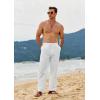 imageCOOFANDY Mens Casual Linen Pants Loose Fit Elastic Waist Drawstring Lightweight Pant Summer Beach TrousersWhite