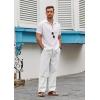 imageCOOFANDY Mens Casual Linen Pants Loose Fit Elastic Waist Drawstring Lightweight Pant Summer Beach TrousersWhite