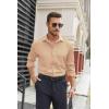 imageCOOFANDY Mens Stretch Dress Shirts Long Sleeve Button Down Shirt Regular Fit Formal Business ShirtsLight Khaki