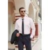 imageCOOFANDY Mens Stretch Dress Shirts Long Sleeve Button Down Shirt Regular Fit Formal Business ShirtsWhitegeometric Patterns