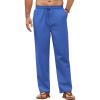 imageCOOFANDY Mens Casual Linen Pants Loose Fit Elastic Waist Drawstring Lightweight Pant Summer Beach TrousersBlue