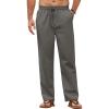 imageCOOFANDY Mens Casual Linen Pants Loose Fit Elastic Waist Drawstring Lightweight Pant Summer Beach TrousersDrak Grey