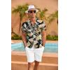 imageCOOFANDY Mens Hawaiian Shirt Short Sleeve Floral Button Down Shirts Tropical Summer Beach Shirts Camp Collar ShirtBlack Palm Leaf
