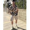 imageCOOFANDY Mens Hawaiian Shirt Short Sleeve Floral Button Down Shirts Tropical Summer Beach Shirts Camp Collar ShirtBlack Palm Leaf