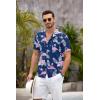 imageCOOFANDY Mens Hawaiian Shirt Short Sleeve Floral Button Down Shirts Tropical Summer Beach Shirts Camp Collar ShirtBlueflamingo