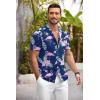 imageCOOFANDY Mens Hawaiian Shirt Short Sleeve Floral Button Down Shirts Tropical Summer Beach Shirts Camp Collar ShirtBlueflamingo