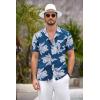 imageCOOFANDY Mens Hawaiian Shirt Short Sleeve Floral Button Down Shirts Tropical Summer Beach Shirts Camp Collar ShirtBluewhite Floral