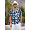 imageCOOFANDY Mens Hawaiian Shirt Short Sleeve Floral Button Down Shirts Tropical Summer Beach Shirts Camp Collar ShirtDark Bluewhite Floral