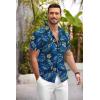 imageCOOFANDY Mens Hawaiian Shirt Short Sleeve Floral Button Down Shirts Tropical Summer Beach Shirts Camp Collar ShirtDeep Blueyellow Floral