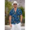 imageCOOFANDY Mens Hawaiian Shirt Short Sleeve Floral Button Down Shirts Tropical Summer Beach Shirts Camp Collar ShirtDeep Blueyellow Floral