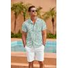 imageCOOFANDY Mens Hawaiian Shirt Short Sleeve Floral Button Down Shirts Tropical Summer Beach Shirts Camp Collar ShirtGreen Leaf