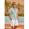 imageCOOFANDY Mens Hawaiian Shirt Short Sleeve Floral Button Down Shirts Tropical Summer Beach Shirts Camp Collar ShirtGreen Leaf