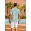imageCOOFANDY Mens Hawaiian Shirt Short Sleeve Floral Button Down Shirts Tropical Summer Beach Shirts Camp Collar ShirtGreen Leaf