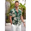 imageCOOFANDY Mens Hawaiian Shirt Short Sleeve Floral Button Down Shirts Tropical Summer Beach Shirts Camp Collar ShirtGreen Palm Tree