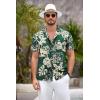 imageCOOFANDY Mens Hawaiian Shirt Short Sleeve Floral Button Down Shirts Tropical Summer Beach Shirts Camp Collar ShirtGreen Palm Tree