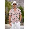 imageCOOFANDY Mens Hawaiian Shirt Short Sleeve Floral Button Down Shirts Tropical Summer Beach Shirts Camp Collar ShirtPinkcoconut Tree