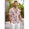 imageCOOFANDY Mens Hawaiian Shirt Short Sleeve Floral Button Down Shirts Tropical Summer Beach Shirts Camp Collar ShirtPinkcoconut Tree