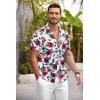 imageCOOFANDY Mens Hawaiian Shirt Short Sleeve Floral Button Down Shirts Tropical Summer Beach Shirts Camp Collar ShirtRed Rose