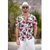 imageCOOFANDY Mens Hawaiian Shirt Short Sleeve Floral Button Down Shirts Tropical Summer Beach Shirts Camp Collar ShirtRed Rose