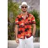 imageCOOFANDY Mens Hawaiian Shirt Short Sleeve Floral Button Down Shirts Tropical Summer Beach Shirts Camp Collar ShirtRedisland Sunset