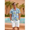 imageCOOFANDY Mens Hawaiian Shirt Short Sleeve Floral Button Down Shirts Tropical Summer Beach Shirts Camp Collar ShirtSky Blue Palm Leaf