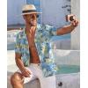 imageCOOFANDY Mens Hawaiian Shirt Short Sleeve Floral Button Down Shirts Tropical Summer Beach Shirts Camp Collar ShirtSky Blue Palm Leaf