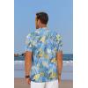 imageCOOFANDY Mens Hawaiian Shirt Short Sleeve Floral Button Down Shirts Tropical Summer Beach Shirts Camp Collar ShirtSky Blue Palm Leaf