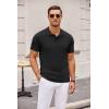 imageCOOFANDY Mens Knit Polo Shirts Casual Short Sleeve Button Down Polo Shirt Classic Golf ShirtsAll Black