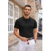 imageCOOFANDY Mens Knit Polo Shirts Casual Short Sleeve Button Down Polo Shirt Classic Golf ShirtsAll Black