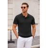 imageCOOFANDY Mens Knit Polo Shirts Casual Short Sleeve Button Down Polo Shirt Classic Golf ShirtsAll Black