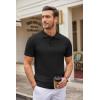 imageCOOFANDY Mens Knit Polo Shirts Casual Short Sleeve Button Down Polo Shirt Classic Golf ShirtsAll Black