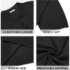 imageCOOFANDY Mens Knit Polo Shirts Casual Short Sleeve Button Down Polo Shirt Classic Golf ShirtsAll Black