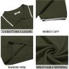 imageCOOFANDY Mens Knit Polo Shirts Casual Short Sleeve Button Down Polo Shirt Classic Golf ShirtsArmy Green White Striped