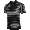 imageCOOFANDY Mens Knit Polo Shirts Casual Short Sleeve Button Down Polo Shirt Classic Golf ShirtsBblackWhite Striped