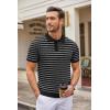 imageCOOFANDY Mens Knit Polo Shirts Casual Short Sleeve Button Down Polo Shirt Classic Golf ShirtsBblackWhite Striped