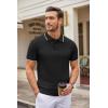 imageCOOFANDY Mens Knit Polo Shirts Casual Short Sleeve Button Down Polo Shirt Classic Golf ShirtsBlack White Striped