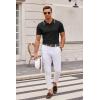 imageCOOFANDY Mens Knit Polo Shirts Casual Short Sleeve Button Down Polo Shirt Classic Golf ShirtsBlack White Striped