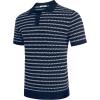 imageCOOFANDY Mens Knit Polo Shirts Casual Short Sleeve Button Down Polo Shirt Classic Golf ShirtsBnavy BlueWhite Striped