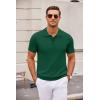 imageCOOFANDY Mens Knit Polo Shirts Casual Short Sleeve Button Down Polo Shirt Classic Golf ShirtsDark Green