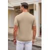imageCOOFANDY Mens Knit Polo Shirts Casual Short Sleeve Button Down Polo Shirt Classic Golf ShirtsKhaki White Striped