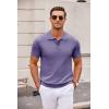 imageCOOFANDY Mens Knit Polo Shirts Casual Short Sleeve Button Down Polo Shirt Classic Golf ShirtsLight Purple